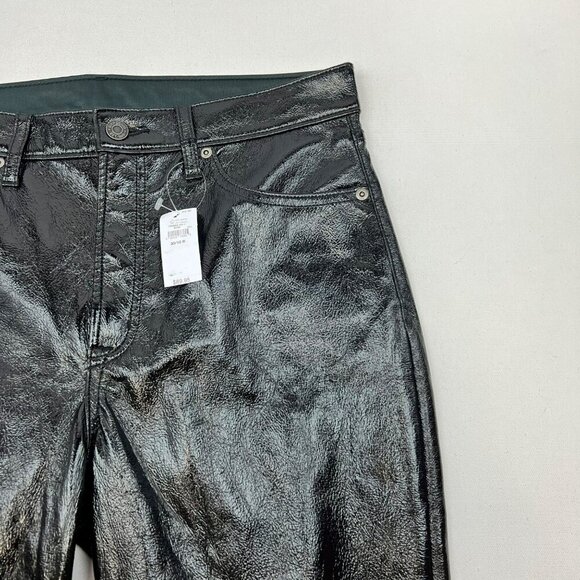 Gap Womens Faux Leather Vintage Slim Pants High Rise Black Size 10 Pockets New - Picture 3 of 10